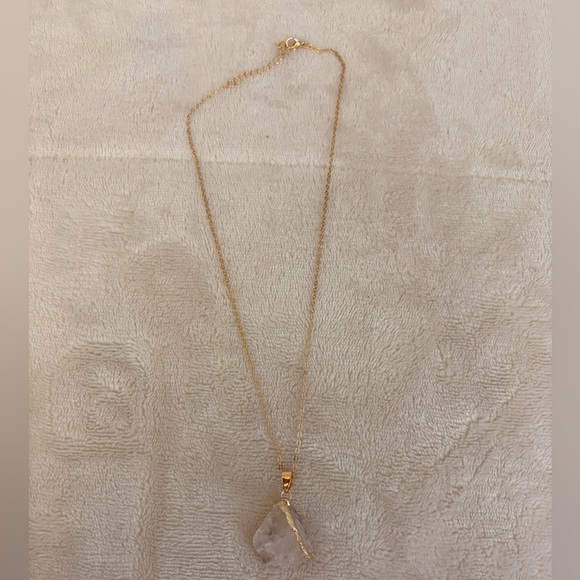 Bri Bee Jewelry - Clear Quartz Necklace ✧ Raw Crystal Pendant on Stainless Steel Chain ✧ Healing